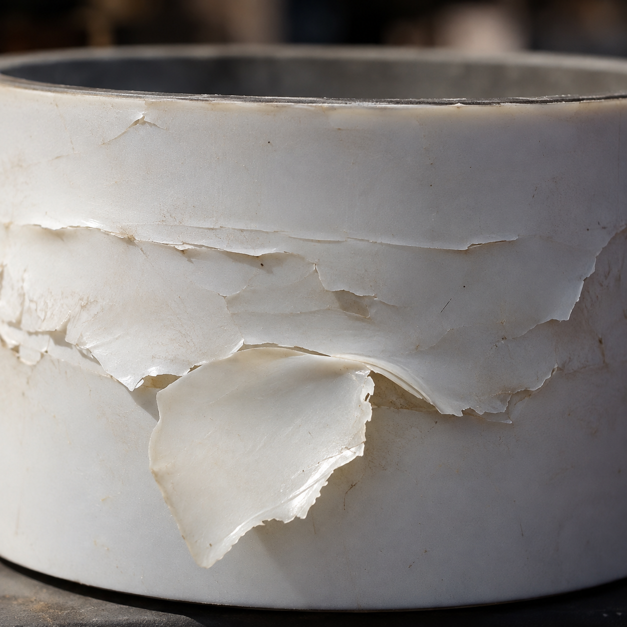 Delamination - surface layers peeling away from a moulded part